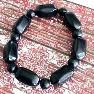 Black Beaded Stacking Stretch Bracelet